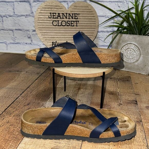 Birkenstock Betula Womens Mia Leather Loop Toe Sandals sz 38 L 7 Soft Footbed - Picture 6 of 8